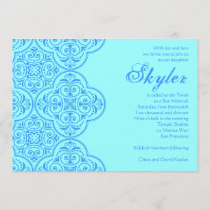 Schläger Mitzvah Einladung Skyler blaues Vintages