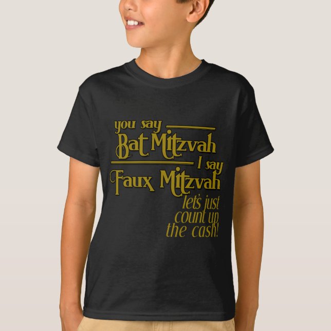 Schläger Mitzvah Imitat Mitzvah jüdischer T-Shirt (Vorderseite)