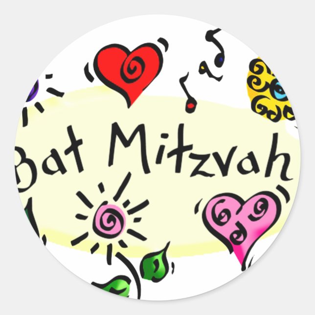 Schläger Mitzvah Runder Aufkleber (Vorderseite)