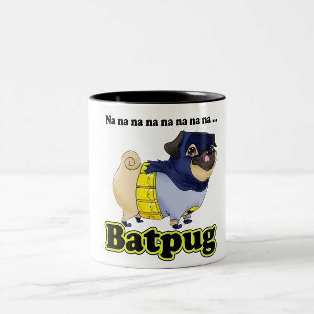 Schläger-Mops-Tasse Zweifarbige Tasse (Mittel)
