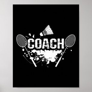 Schläger Smash Shuttle Coach Badminton Poster