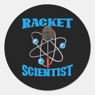 Schläger-Wissenschaftler Lustiger Badminton-Sportl Runder Aufkleber