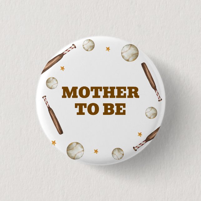 Schlagmann Baseball Mutter Wird Baby Shower  Button (Vorderseite)