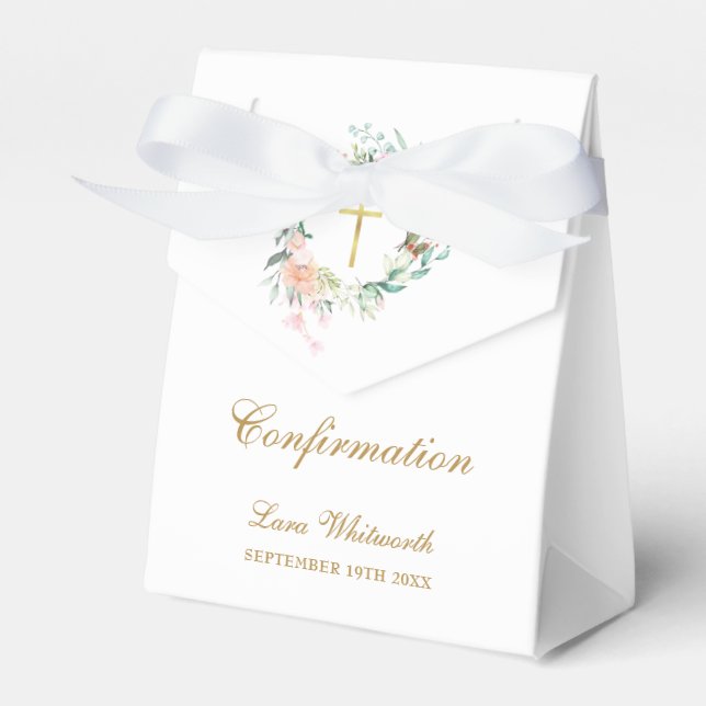 schlägt Floral Garland Gold Script Bestätigung Geschenkschachtel (Vorderseite)