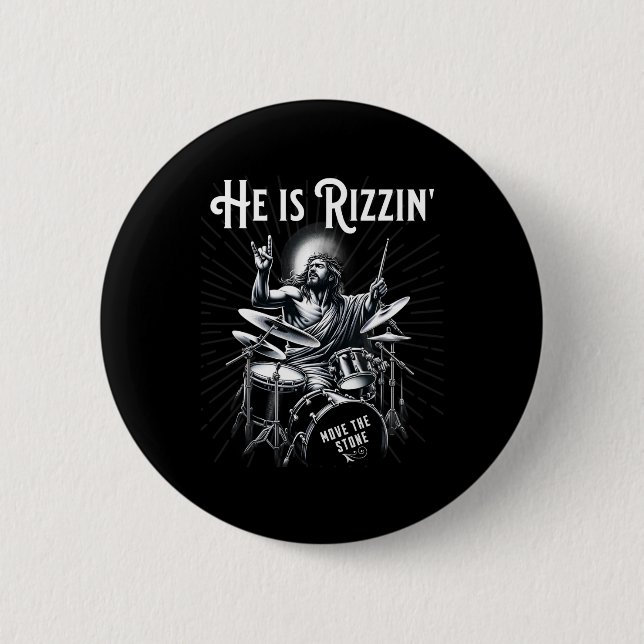 Schlagzeug Drum Funny Rizz Er Rizzin Jesus Drum Button (Vorderseite)