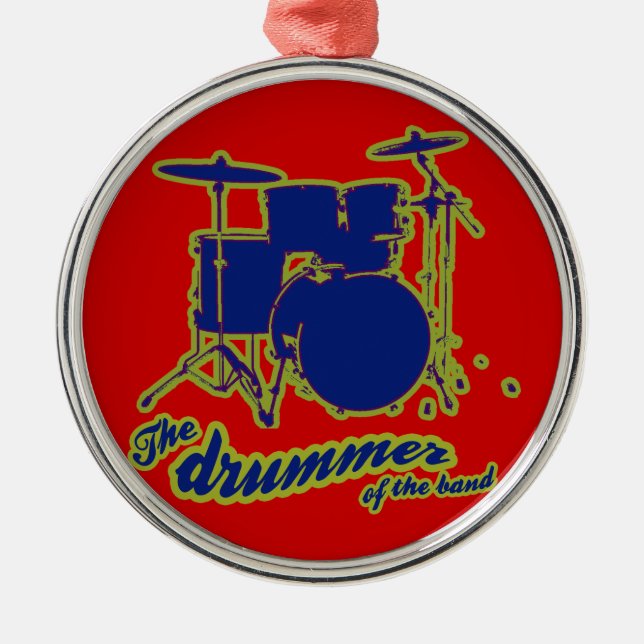 Schlagzeug Drums ~ Drummer Ornament Aus Metall (Vorne)