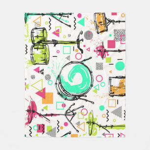 Schlagzeug: Watercolor Memphis Retro. Fleecedecke