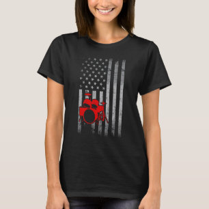Schlagzeuger Drum Retroamerikanische Flagge 4. Jul T-Shirt