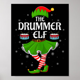 Schlagzeuger-Elf Weihnachten Familie Mädchen Fraue Poster
