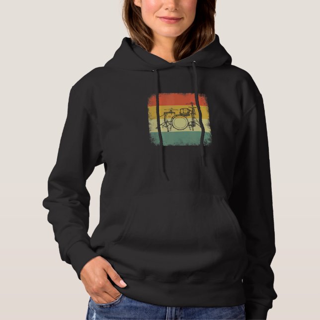 Schlagzeuger-Evolution, Drumset, Design für Musike Hoodie (Vorderseite)