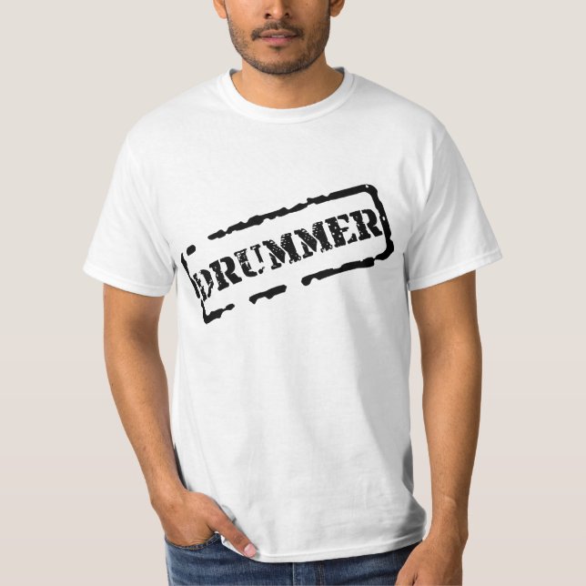 Schlagzeuger-grundlegender weißer T - Shirt (Vorderseite)