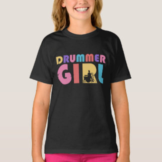 Schlagzeuger Mädchen Retro Vintage T-Shirt