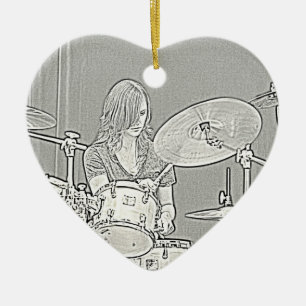 Schlagzeuger-Mädchen-Verzierung Keramik Ornament