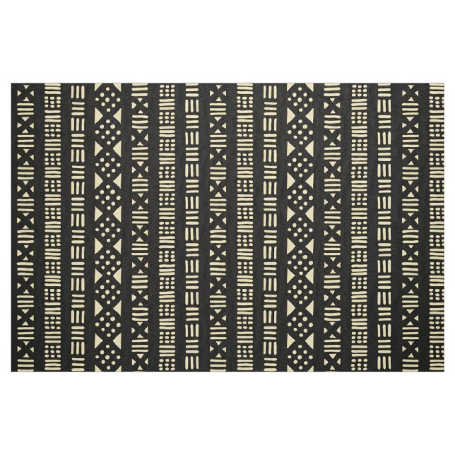 Schlamm-Stoff-Art-Muster 01 - Creme mit Schwarzem Stoff (Fat Quarter (45,7 x 55,9 cm))