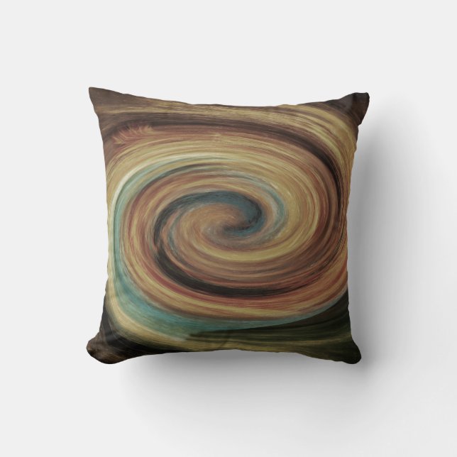 Schlammstrudel beige braunes aquamarines kissen (Vorderseite)