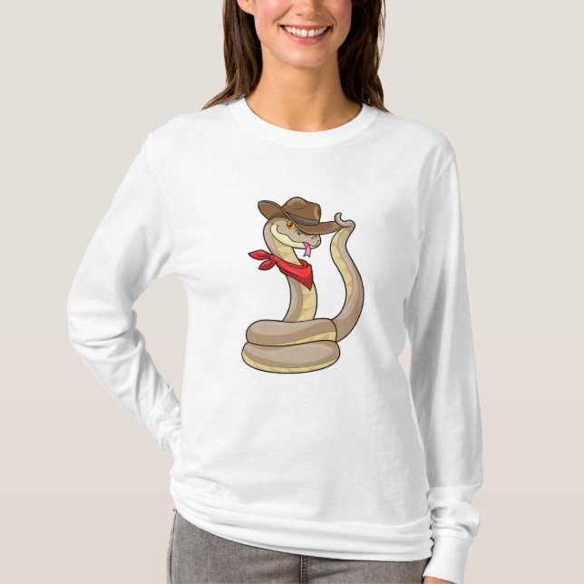 Schlange als Cowboy mit Scarf T-Shirt (Vorderseite)