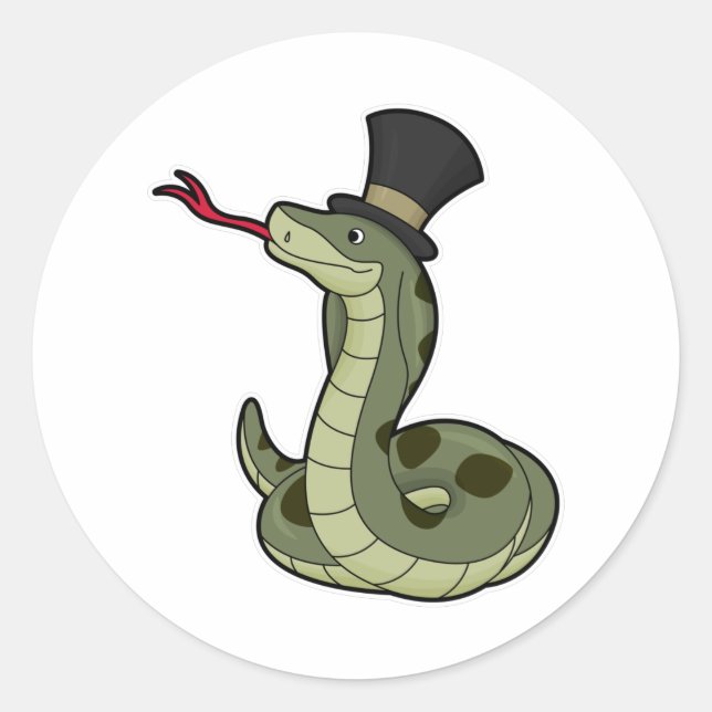 Schlange als Gentleman & Hat Runder Aufkleber (Vorderseite)