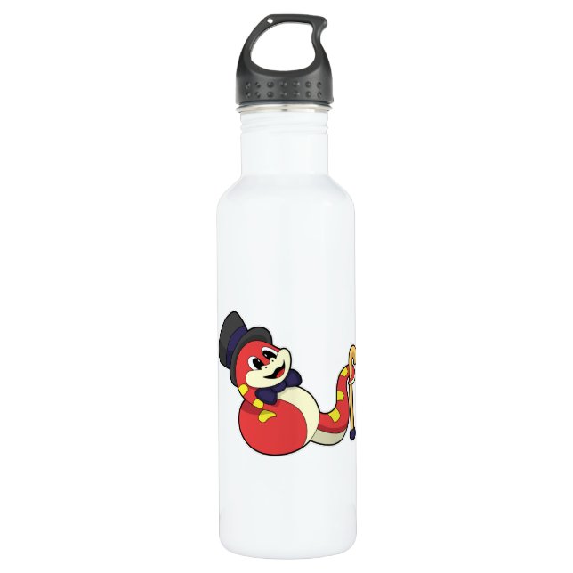 Schlange als Groom mit Hut Edelstahlflasche (Vorderseite)