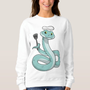 Schlange als Koch mit Koch Hut Sweatshirt