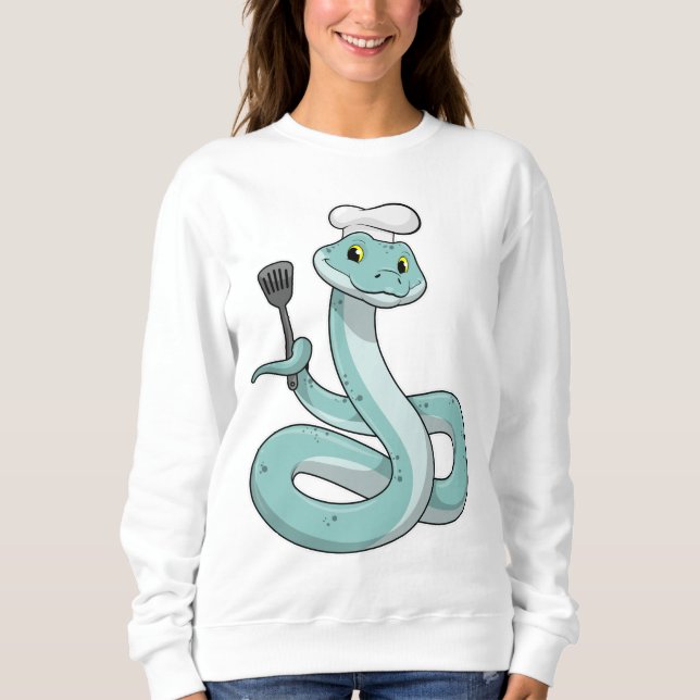 Schlange als Koch mit Koch Hut Sweatshirt (Vorderseite)