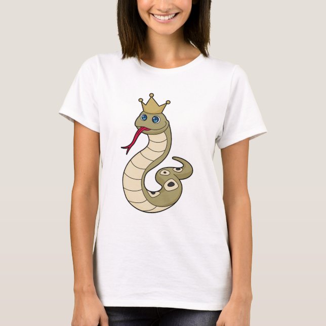 Schlange als König mit Krone T-Shirt (Vorderseite)