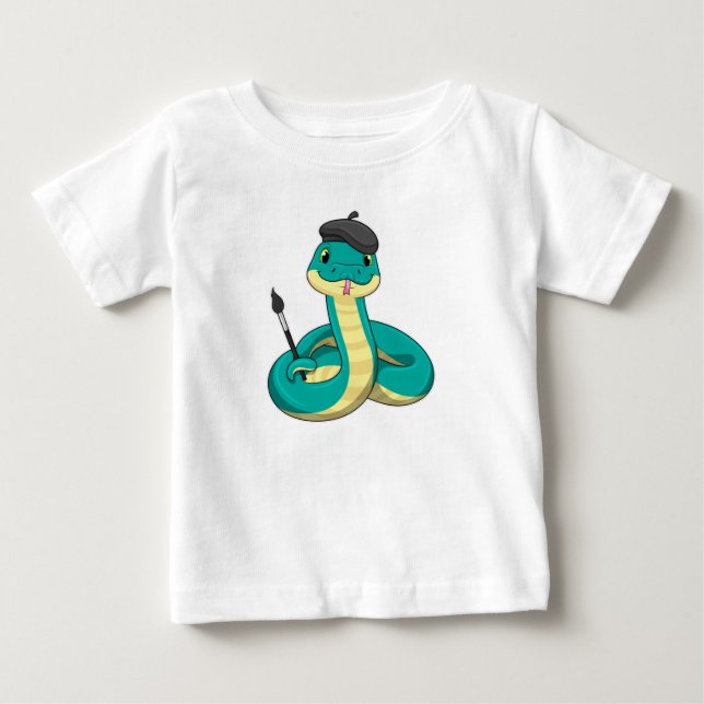 Schlange als Maler mit Pinsel Baby T-shirt (Vorderseite)