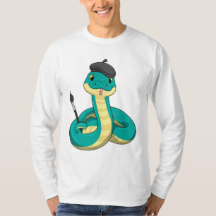 Schlange als Maler mit Pinsel T-Shirt