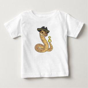 Schlange als Pirate mit Hakenhand und Augenpflaste Baby T-shirt