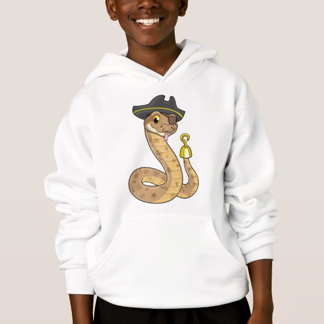 Schlange als Pirate mit Hakenhand und Augenpflaste Hoodie (Vorderseite)