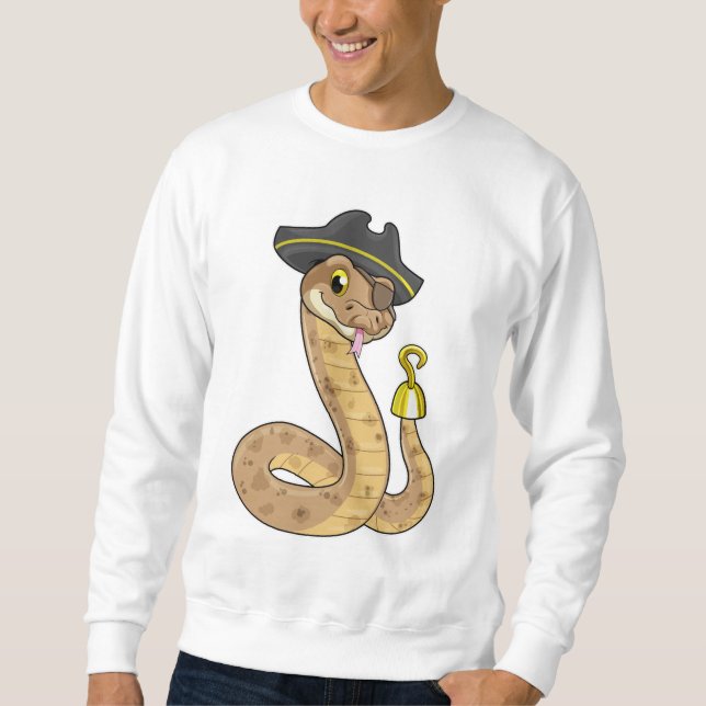 Schlange als Pirate mit Hakenhand und Augenpflaste Sweatshirt (Vorderseite)