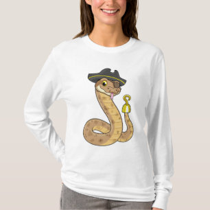 Schlange als Pirate mit Hakenhand und Augenpflaste T-Shirt