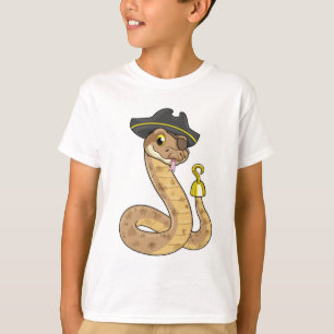 Schlange als Pirate mit Hakenhand und Augenpflaste T-Shirt