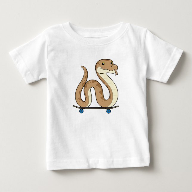 Schlange als Skater mit Skateboard Baby T-shirt (Vorderseite)