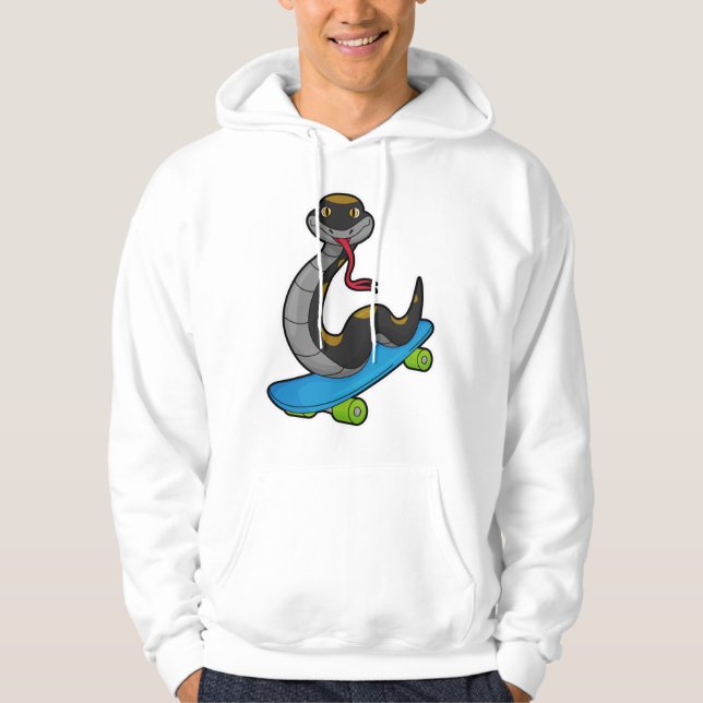 Schlange als Skater mit Skateboard Hoodie (Vorderseite)