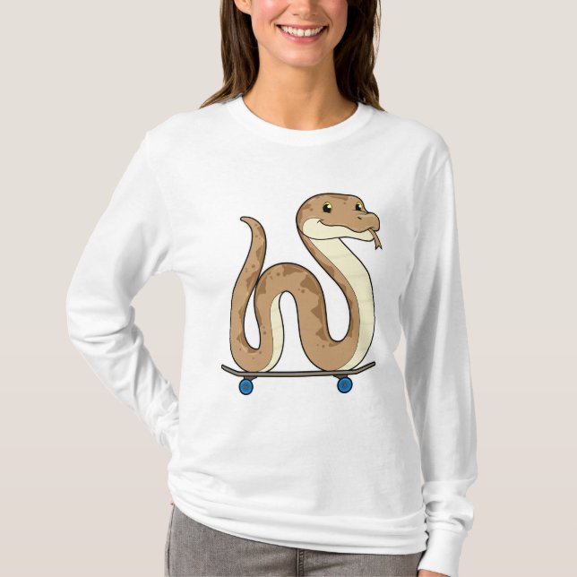 Schlange als Skater mit Skateboard T-Shirt (Vorderseite)