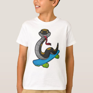 Schlange als Skater mit Skateboard T-Shirt