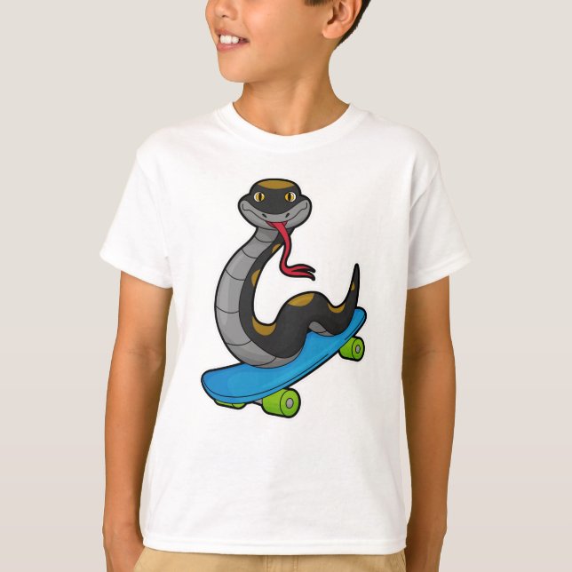 Schlange als Skater mit Skateboard T-Shirt (Vorderseite)