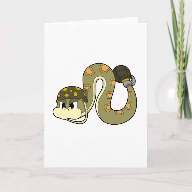 Schlange als Soldat mit Waffen Karte (Vorderseite)