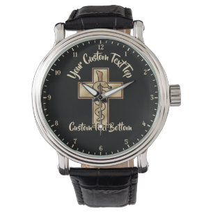 Schlange auf Kreuz Armbanduhr