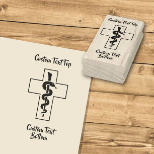 Schlange auf Kreuz Gummistempel