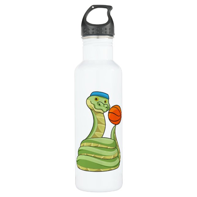 Schlange beim Basketball Sport Edelstahlflasche (Vorderseite)