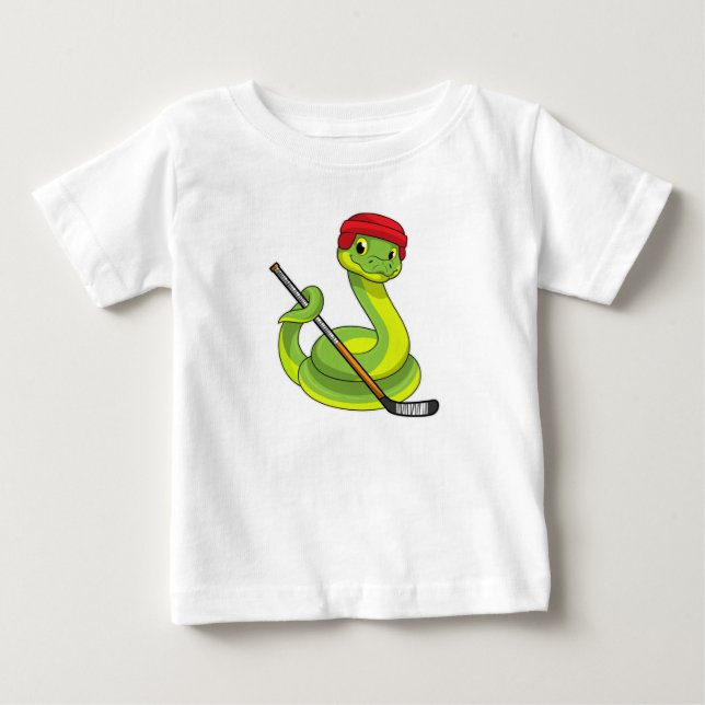 Schlange beim Eishockey mit Eishockeystick Baby T-shirt (Vorderseite)