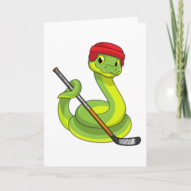 Schlange beim Eishockey mit Eishockeystick Karte (Vorderseite)