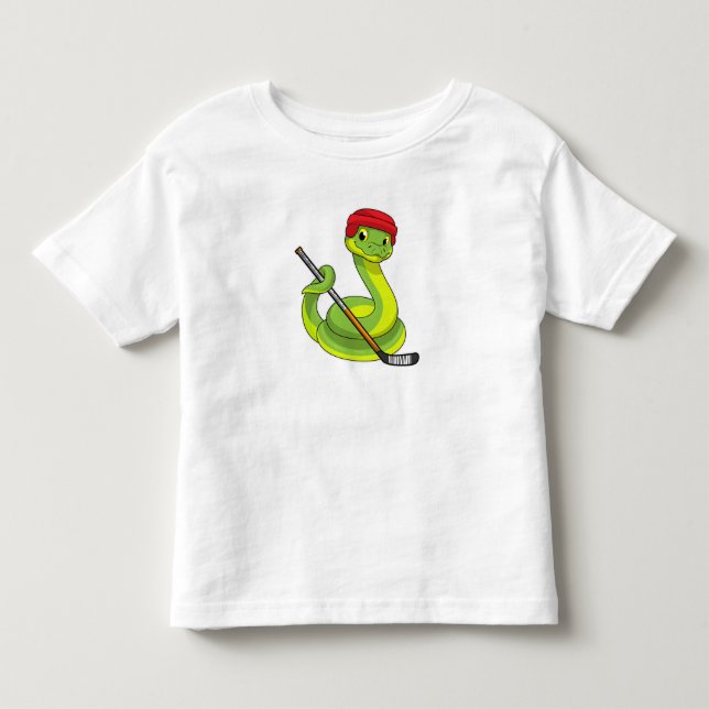 Schlange beim Eishockey mit Eishockeystick Kleinkind T-shirt (Vorderseite)