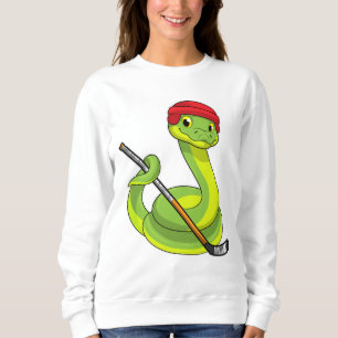 Schlange beim Eishockey mit Eishockeystick Sweatshirt