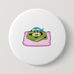 Schlange beim Schlafen mit Nachtkappe Button