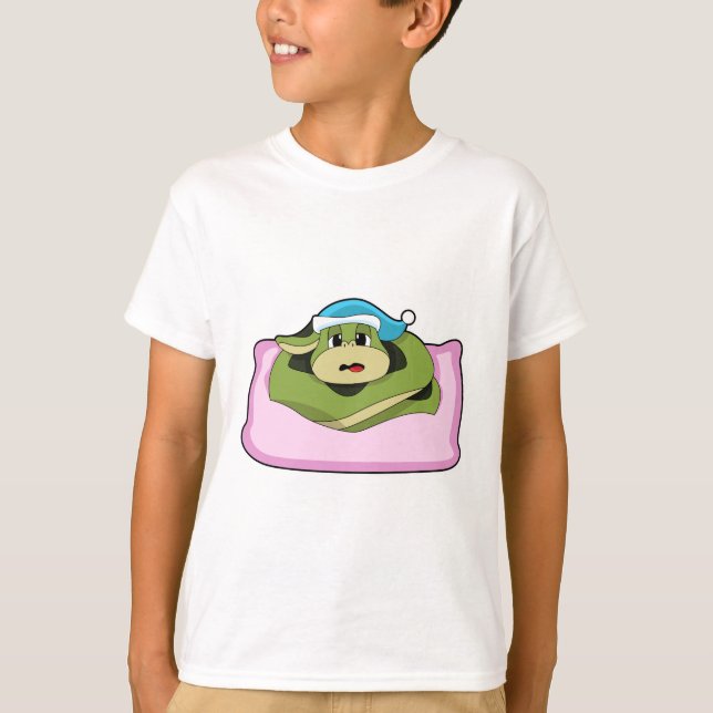 Schlange beim Schlafen mit Nachtkappe T-Shirt (Vorderseite)