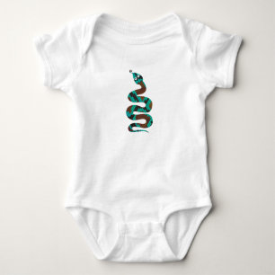 Schlange Braun und Aquamarine Silhouette Baby Strampler
