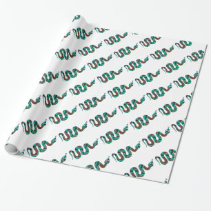 Schlange Braun und Aquamarine Silhouette Geschenkpapier