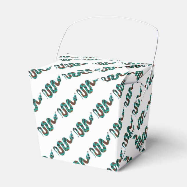 Schlange Braun und Aquamarine Silhouette Geschenkschachtel (Vorderseite)
